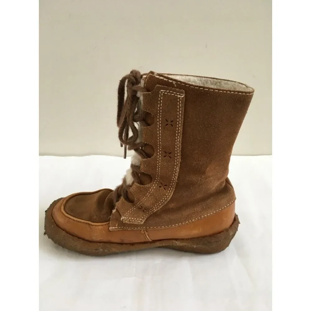 Vintage LL BEAN Sherpa Lined Womens Sz 7 Made In Canada Leather Suede Boots